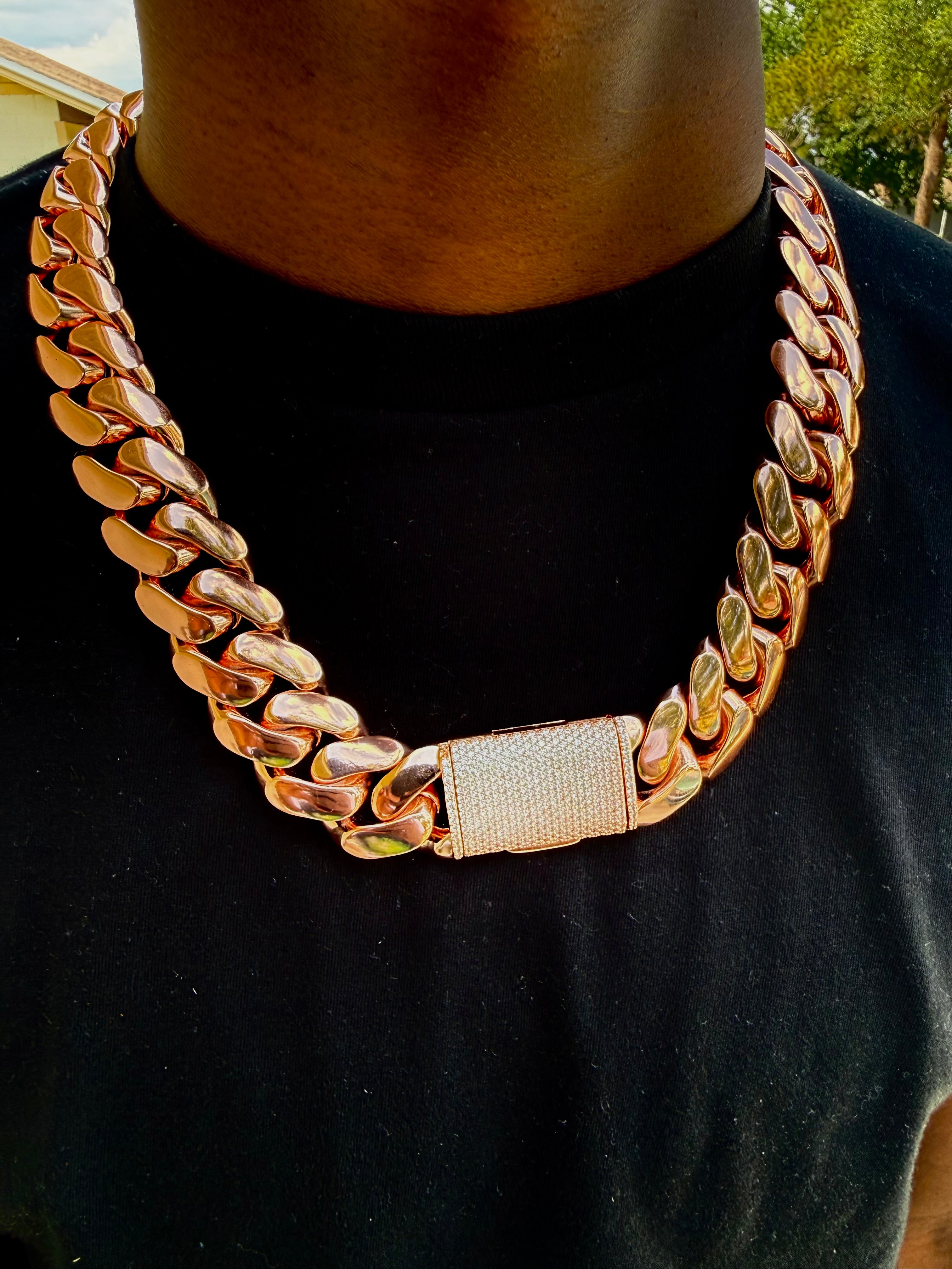 Diamond Lock Rose Gold Cuban