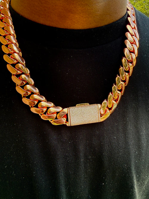 Diamond Lock Rose Gold Cuban